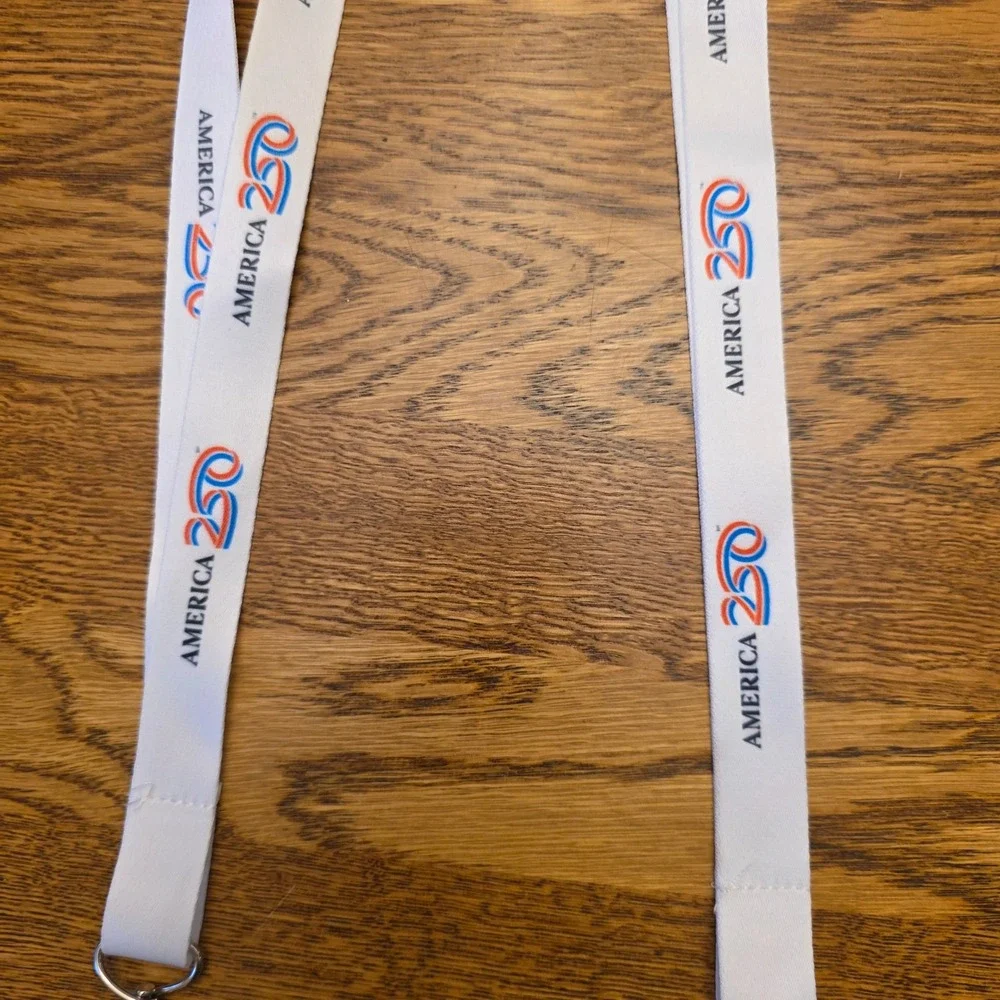 America 250 Lanyard‎ ID Badge Holder 2 pc Set White Blue Red Celebration Event